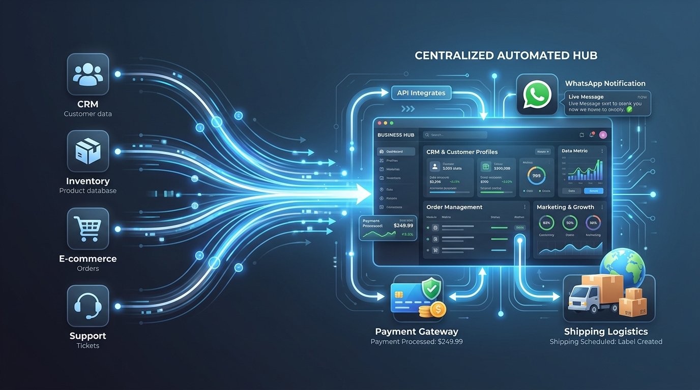 Ilustrasi Ekosistem Integrasi API dan Tools Otomatis Arkatek